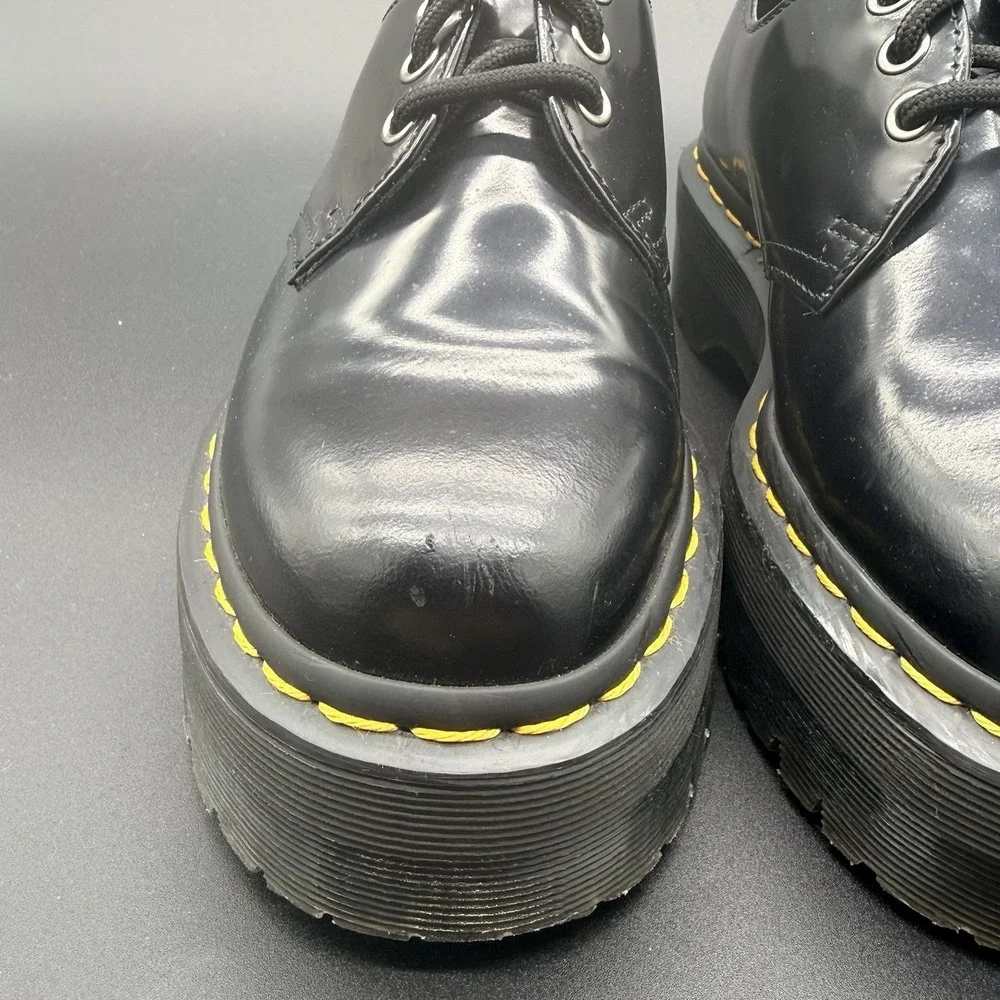 Dr Martens 1461 QUAD Black Leather Platform Shoes Size 6 Women's/5 Men's/EU 37